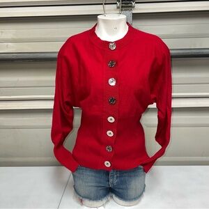 Anne Klein Red Button Front Cardigan
Sweater Size M Stretch Knit